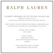 PictureElisabeth Gromand CEO of The Wine Cellar Club invitation to Ralph Lauren wine tasting event